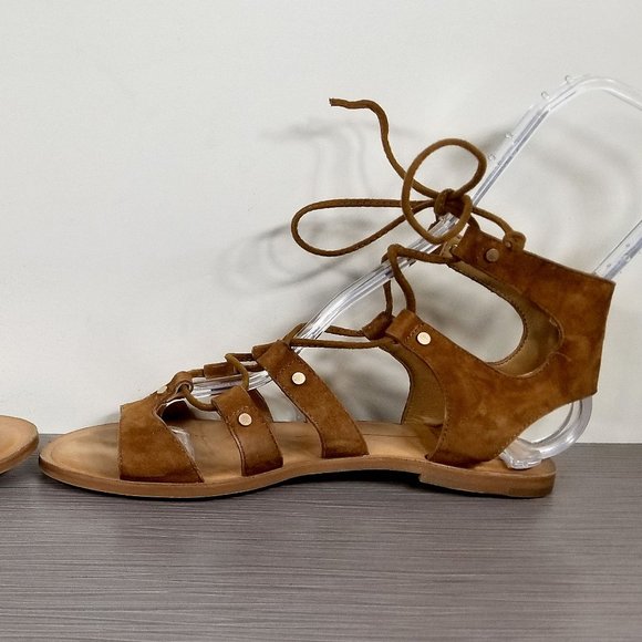 Dolce Vita Jasmyn Lace Up Gladiator Sandal, Cognac Suede, Womens Size 7.5 M - Picture 8 of 12